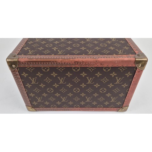 21A - LOUIS VUITTON BOÎTE À FLACONS VANITY CASE, monogram coated canvas exterior with logo stamped trim, b... 