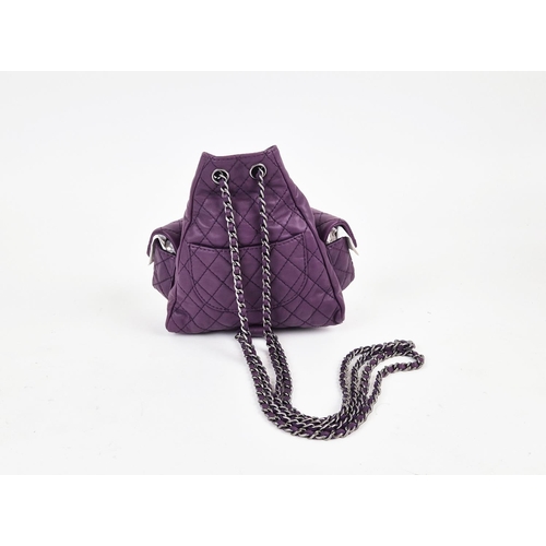 4 - CHANEL RARE MINI BACKPACK, purple calfskin leather from 2013 cruise collection, two external diamond... 