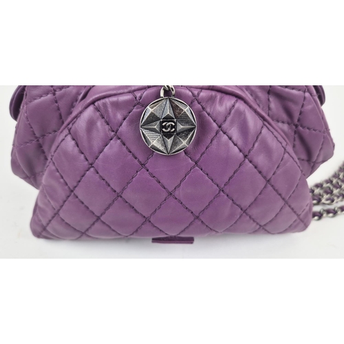 4 - CHANEL RARE MINI BACKPACK, purple calfskin leather from 2013 cruise collection, two external diamond... 