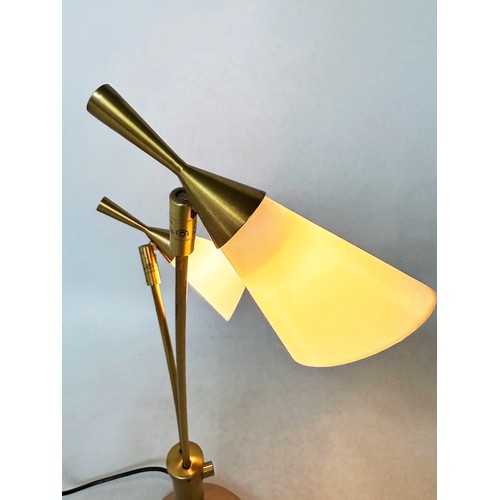 587 - READING LIGHT BY LAUREN RALPH LAUREN, swing arm chrome, 49cm H, together with a gilt metal, contempo... 