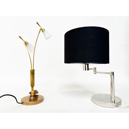 587 - READING LIGHT BY LAUREN RALPH LAUREN, swing arm chrome, 49cm H, together with a gilt metal, contempo... 