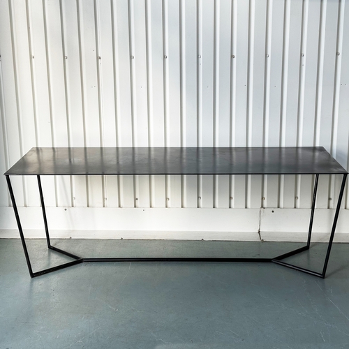 563 - TABLE, contemporary black metal, 280cm x 80cm x 73cm H.