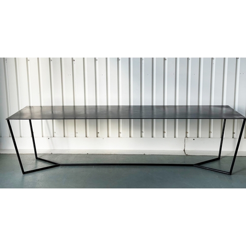 563 - TABLE, contemporary black metal, 280cm x 80cm x 73cm H.