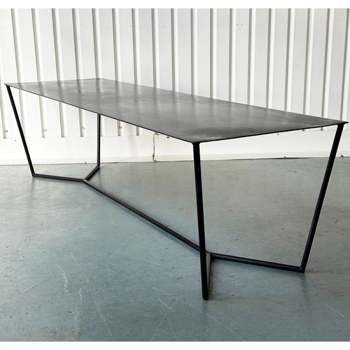 563 - TABLE, contemporary black metal, 280cm x 80cm x 73cm H.