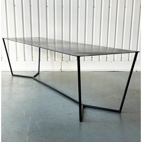 563 - TABLE, contemporary black metal, 280cm x 80cm x 73cm H.