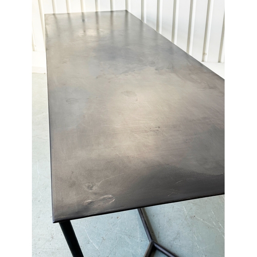 563 - TABLE, contemporary black metal, 280cm x 80cm x 73cm H.