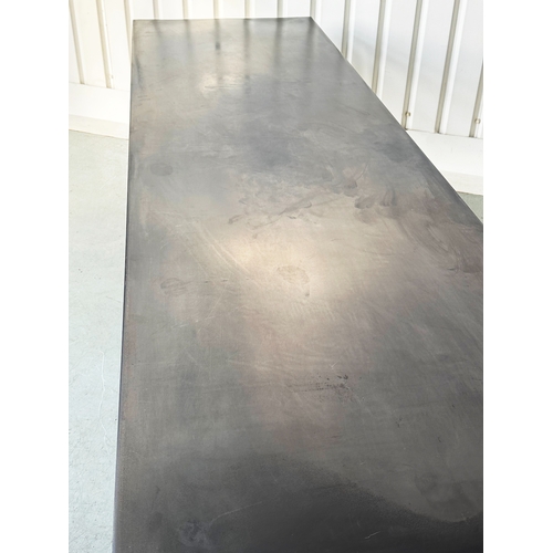 563 - TABLE, contemporary black metal, 280cm x 80cm x 73cm H.