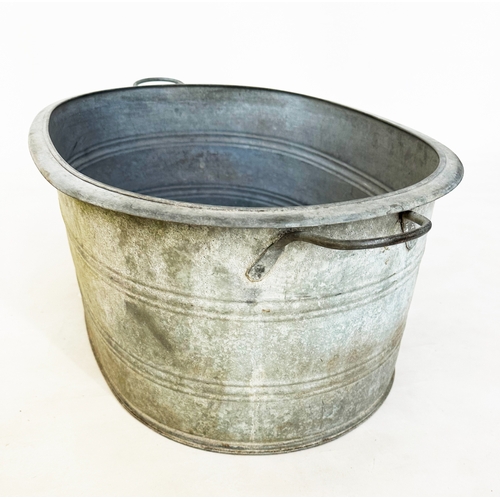 564 - GARDEN/WASH TUBS, four, vintage galvanised oval form, largest 83cm x 31cm H. (4)