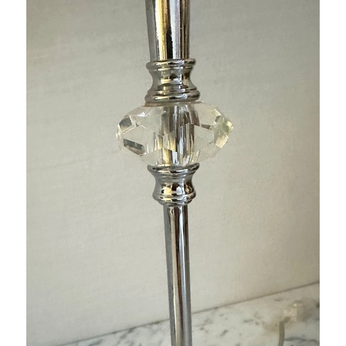 558 - TABLE LAMPS, a pair, chrome and glass columns, 47cm H. (2)