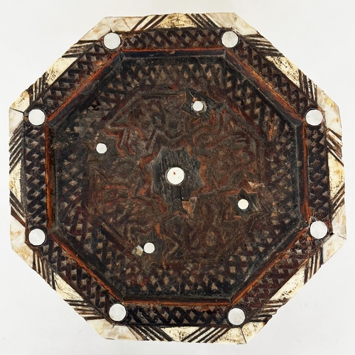 562 - OCCASIONAL TABLE, late 19th century Syrian hardwood and bone and mother of pearl inset, octagonal wi... 