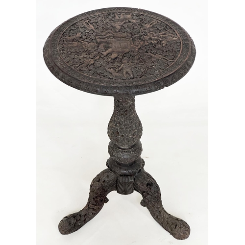 554 - BURMESE TABLE, 19th century Burmese intricately carved and pierced with tripod support and a similar... 