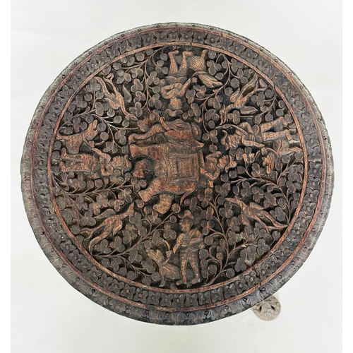 554 - BURMESE TABLE, 19th century Burmese intricately carved and pierced with tripod support and a similar... 