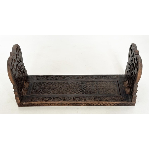 554 - BURMESE TABLE, 19th century Burmese intricately carved and pierced with tripod support and a similar... 