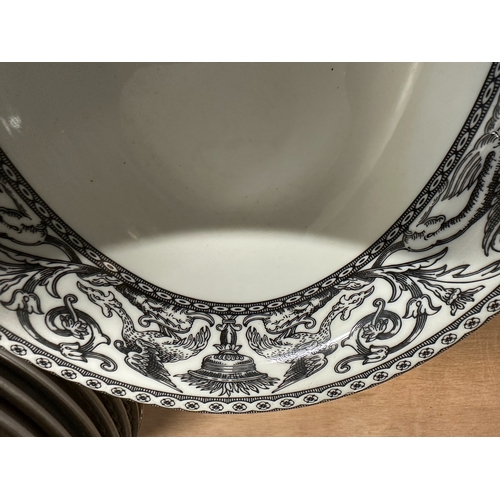 543 - DINNER SERVICE, English Fine Bone China, Wedgwood 'Contrasts', eight settings, including dinner plat... 