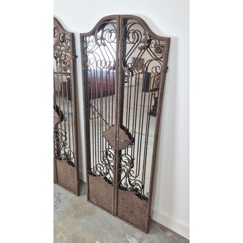 428 - ARCHITECTURAL WALL MIRRORS, a pair, gated design, 150cm x 60.5 approx. (2)