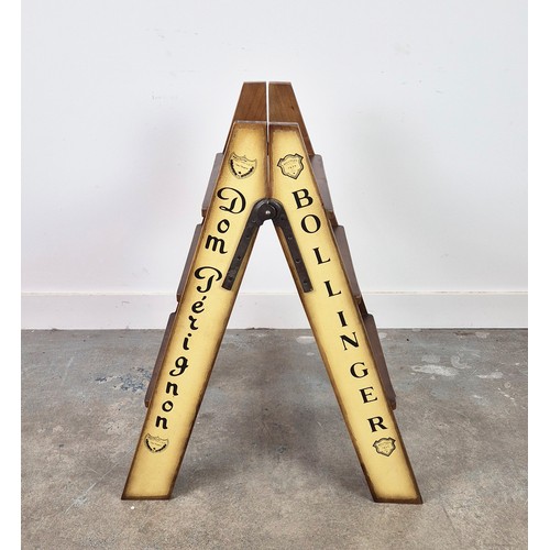 445 - STEP LADDER, folding with various champagne house names down sides, yellow detail, 63.5cm x 44cm x 8... 