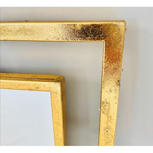 313 - WALL MIRRORS, a set of three, contemporary design gilt metal frames with multi sectional plates, 78c... 