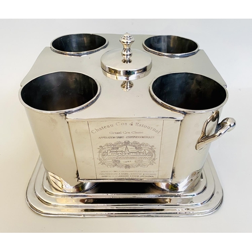 316 - WINE COOLER, polished metal, to hold four bottles.