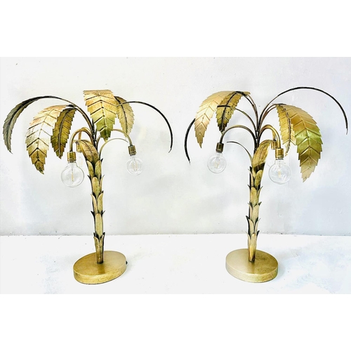 324 - PALM TREE TABLE LAMPS, a pair, gilt metal, 75cm H x 64cm W x 64cm D. (2)