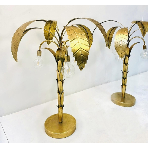 324 - PALM TREE TABLE LAMPS, a pair, gilt metal, 75cm H x 64cm W x 64cm D. (2)