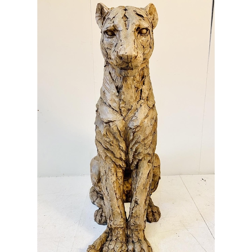 325 - CONTEMPORARY LEOPARD SCULPTURE, resin, 90cm H x 32cm W x 60cm D.