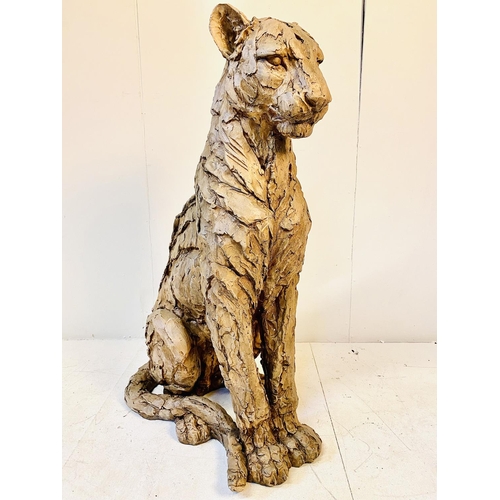 325 - CONTEMPORARY LEOPARD SCULPTURE, resin, 90cm H x 32cm W x 60cm D.