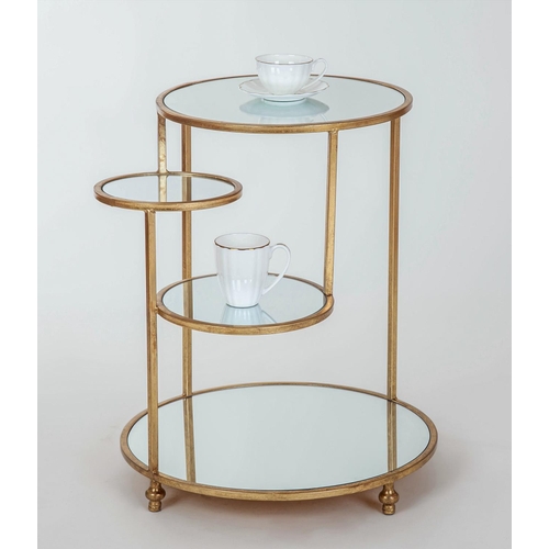 326 - SIDE TABLE, gilt metal with circular mirrored tiers, 65cm H x 56cm W x 56cm D.