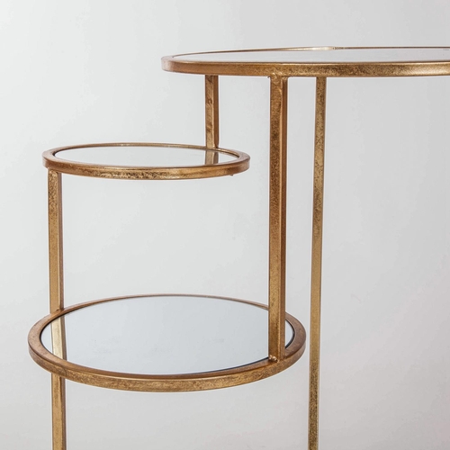 326 - SIDE TABLE, gilt metal with circular mirrored tiers, 65cm H x 56cm W x 56cm D.