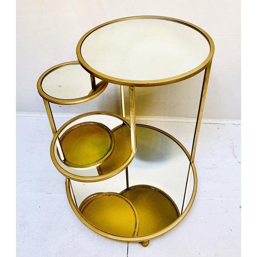 326 - SIDE TABLE, gilt metal with circular mirrored tiers, 65cm H x 56cm W x 56cm D.