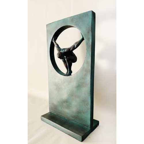 329 - CONTEMPORARY SCHOOL DIVER SCULPTURE, 81cm H x 44cm W x 25cm D.