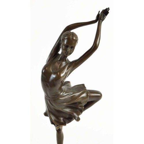 405 - SCULPTURAL BALLERINA, cast metal, 34.5cm approx.