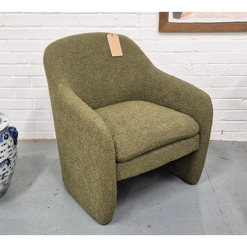 449 - ARMCHAIR, green boucle fabric upholstered, 68cm W approx.