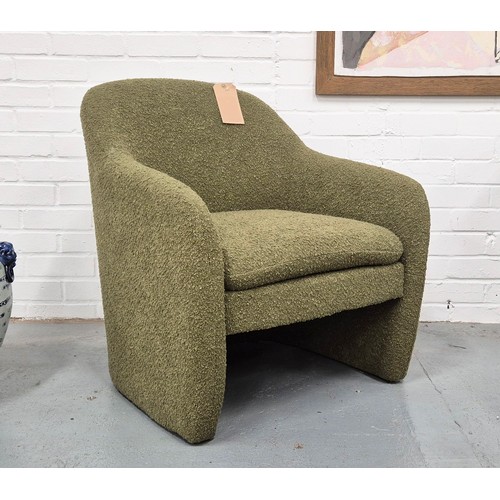 449 - ARMCHAIR, green boucle fabric upholstered, 68cm W approx.