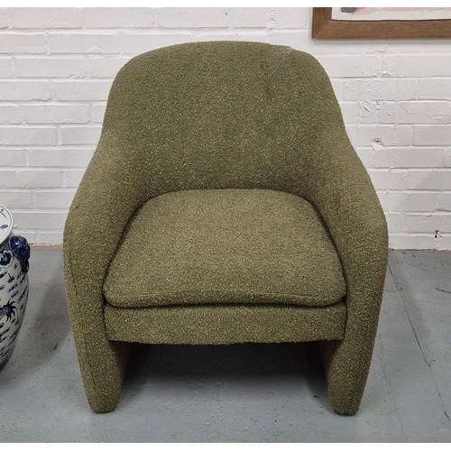 449 - ARMCHAIR, green boucle fabric upholstered, 68cm W approx.