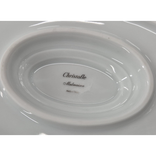 29 - CHRISTOFLE PART DINNER SERVICE, comprising 8 large metallic patterned rim plates, 3 metropolis dark ... 