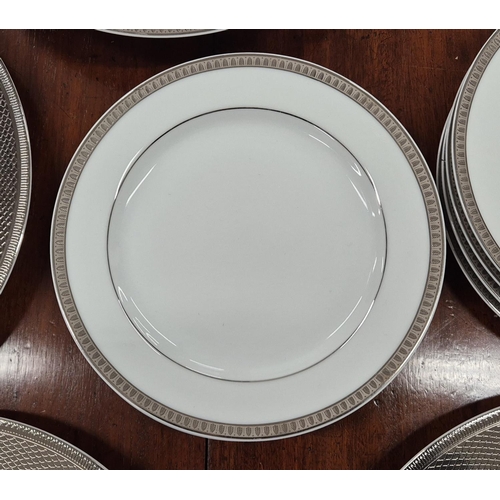 29 - CHRISTOFLE PART DINNER SERVICE, comprising 8 large metallic patterned rim plates, 3 metropolis dark ... 