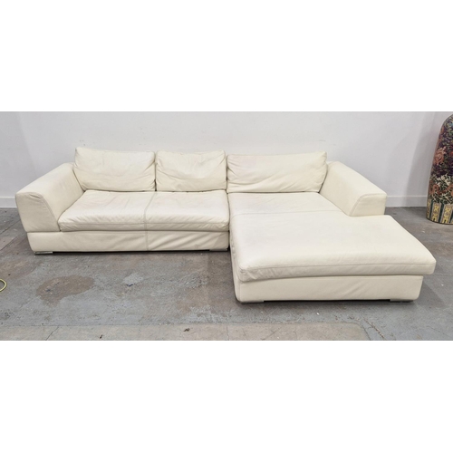 301 - CORNER SOFA, approx 285cm W x 175cm D, by Ventaglio Leather Upholstery, purchased from Harrods.