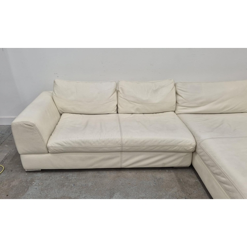 301 - CORNER SOFA, approx 285cm W x 175cm D, by Ventaglio Leather Upholstery, purchased from Harrods.