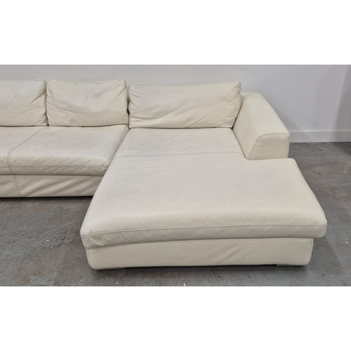 301 - CORNER SOFA, approx 285cm W x 175cm D, by Ventaglio Leather Upholstery, purchased from Harrods.