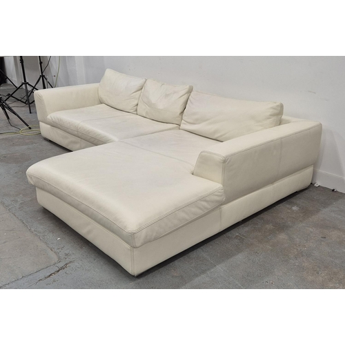 301 - CORNER SOFA, approx 285cm W x 175cm D, by Ventaglio Leather Upholstery, purchased from Harrods.