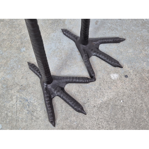 386 - CRANE SCULPTURES, a set of two, cast metal, 162cm H x 23cm W x 50cm D. (2)