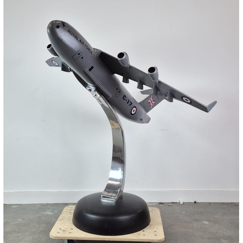 390 - DECORATIVE PLANE ON STAND, 142cm H x 152cm W x 170cm D.