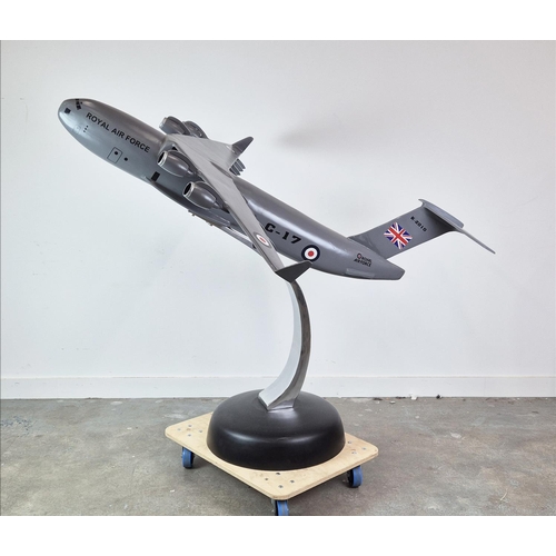 390 - DECORATIVE PLANE ON STAND, 142cm H x 152cm W x 170cm D.