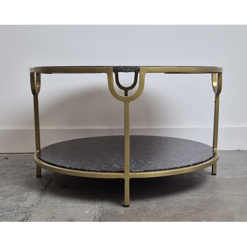 439 - LOW TABLE, 1960s French style, gilt metal and stone, 68cm H x 41cm H approx.