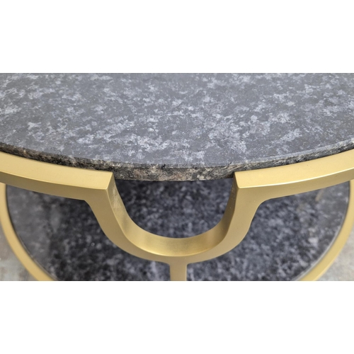 439 - LOW TABLE, 1960s French style, gilt metal and stone, 68cm H x 41cm H approx.