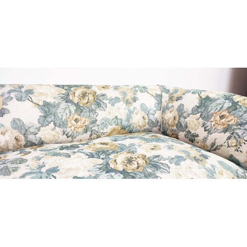 295 - CHESTERFIELD SOFA, rose patterned upholstery, 61cm H x 156cm x 82cm.