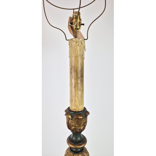 293 - STANDING LAMP, Continental painted and giltwood, 178cm H x 42cm.