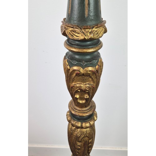 293 - STANDING LAMP, Continental painted and giltwood, 178cm H x 42cm.