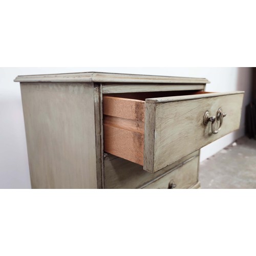 292 - BEDSIDE CHESTS, a pair, Georgian style grey painted, each with three drawers, 66cm H x 47cm x 32cm. ... 