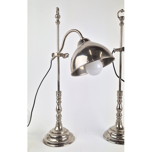 538 - TABLE LAMPS, a pair, adjustable height, chrome finish, 55cm high, plus a pair of wall lights with gl... 